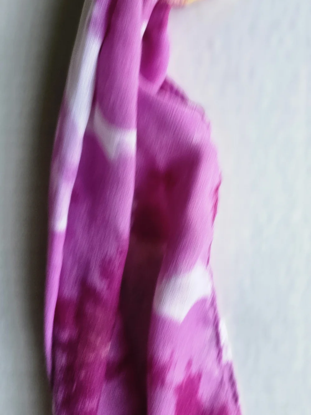 Pink Silk Scarf Necklace with Iridescent Heart Pendant